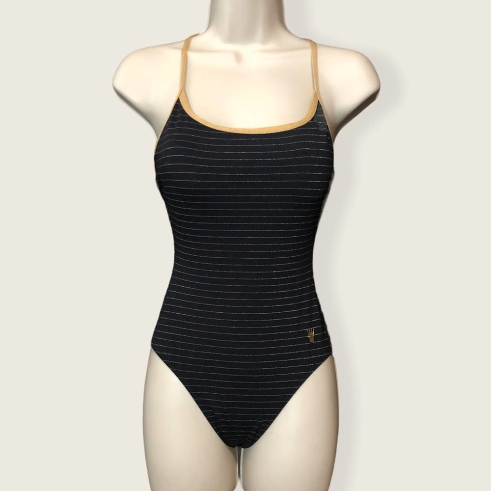 Triumph International black 1 piece vintage, black and gold